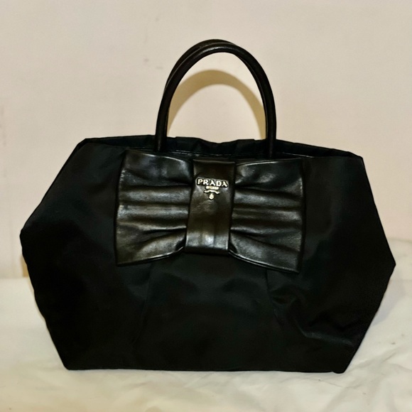 Black Prada Tessuto Nappa Bow Tote - Picture 1 of 10